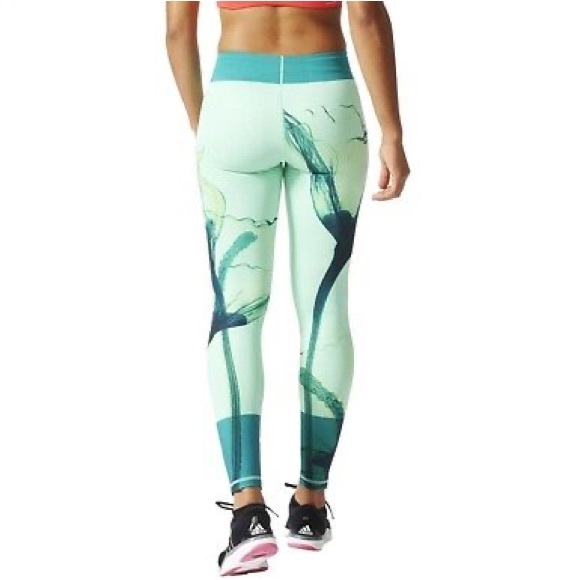 ADIDAS | Climalite midrise green tropical oceanic print workout leggings - Picture 3 of 8